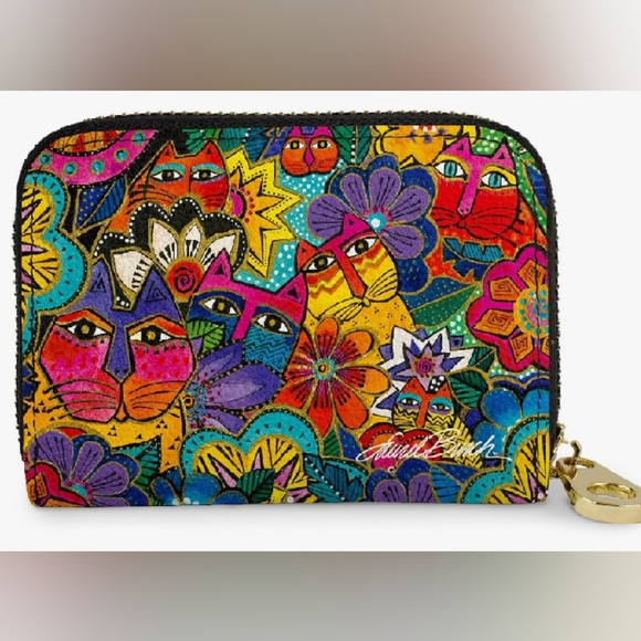 Laurel Burch Laurels Garden RFID Zipper Wallet EUC - Picture 2 of 7